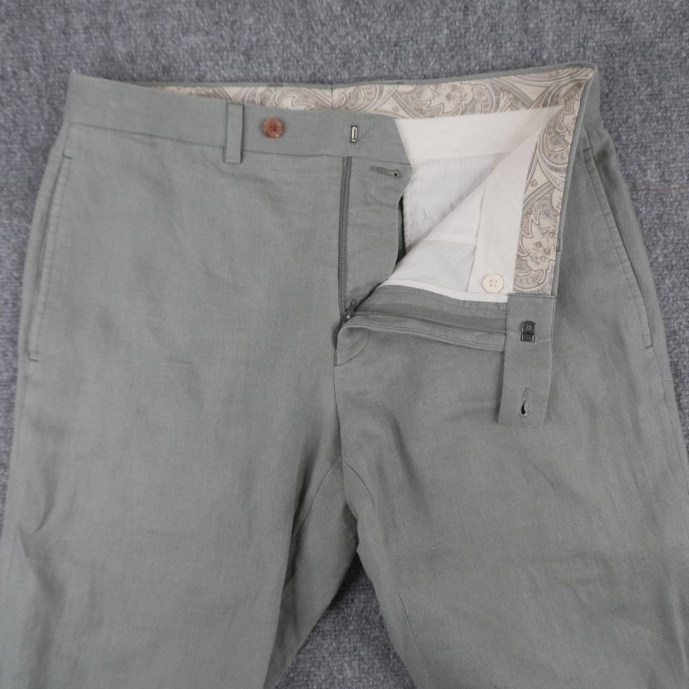 Lauren Ralph Lauren 100% Linen Pants Mens 32W x 30L Sage Green Dress Trousers